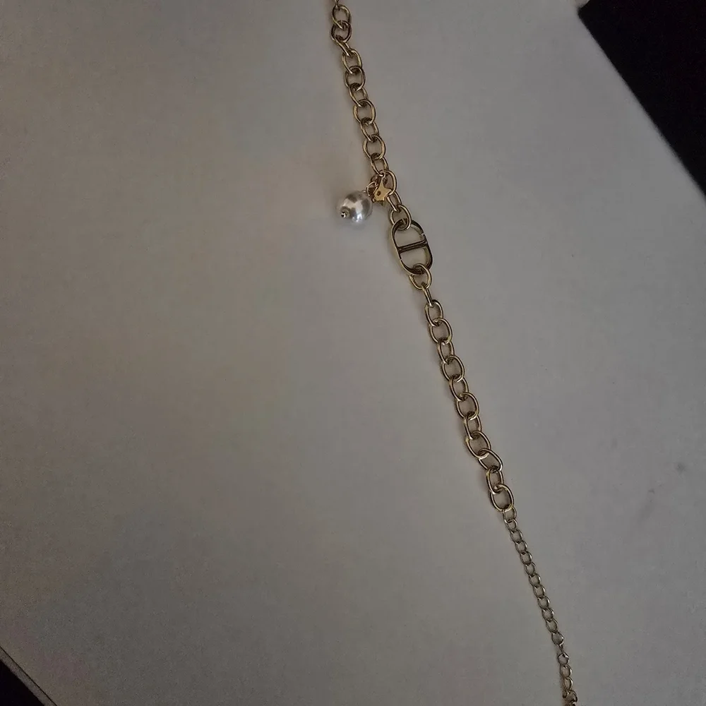 Gold Charm Bracelet with Pearl Accent